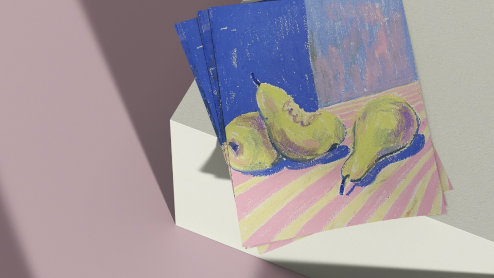 Posíláte pohlednice? A mohla bych je vidět? Ilustrace olejovým pastelem. Pohlednice. Tisk naA6.